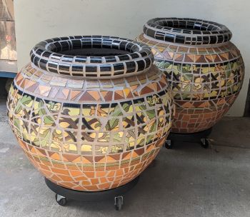 Venetian Weave Planter Pair
