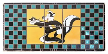 Pepe and Penelope Checks Table  46 x 22 x 20" high