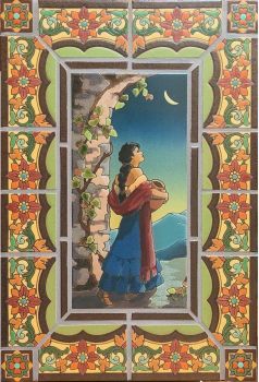 Senorita with Green Victory Flower Plaque