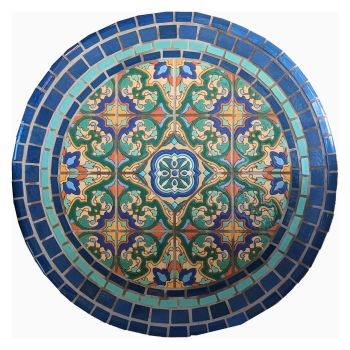 Gloss Azulejo and Lucia Round Table 35" diam x 30" high