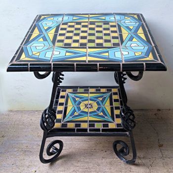 Cabo Checkers 2-Tier Table  27 x 27 x 29" high