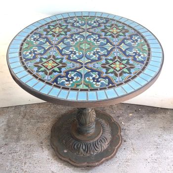 Blue Azulejo and Aster Dot Round Table