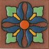 3.6x3.6” Lily Dot deco satin-TerraCotta Blue
