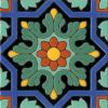 Spanish historic medieval hand glazed cuerda seca decorative tile pattern: Azule