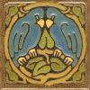 6x6" Love Birds Round deco satin-Blue tile