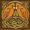 6x6" Love Birds Round deco satin-Gold tile