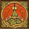 6x6" Love Birds Round deco satin-Red tile